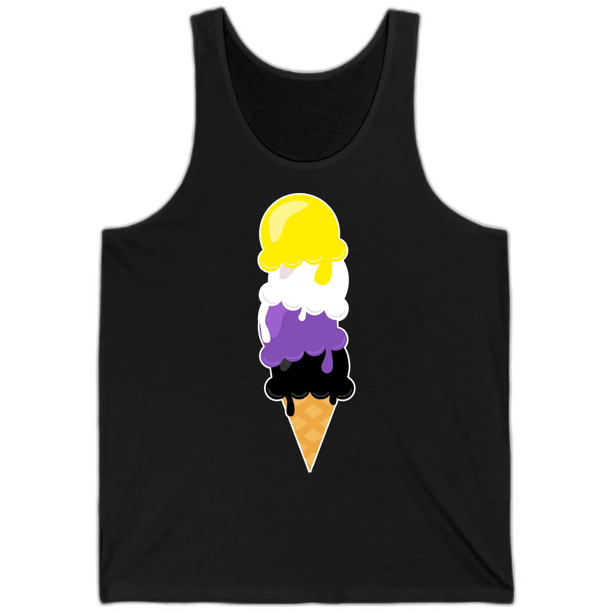 Rainbow Drip Ice Cream Stack Tank in Black