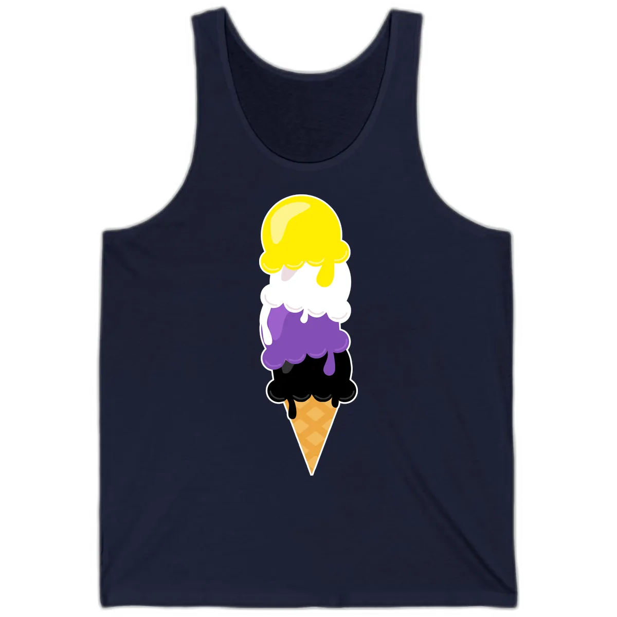 Rainbow Drip Ice Cream Stack Tank in Navy