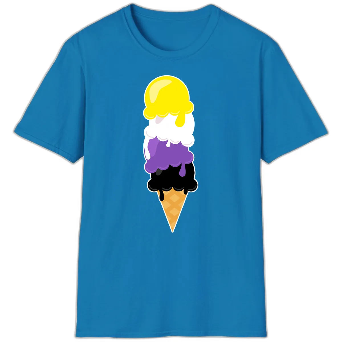 Rainbow Drip Ice Cream Stack T-Shirt in Sapphire