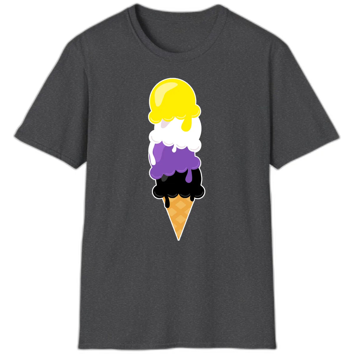 Rainbow Drip Ice Cream Stack T-Shirt in Dark Heather