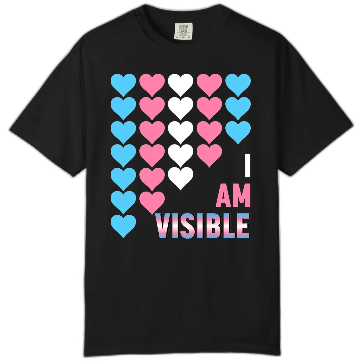 I Am Visible Pride Hearts Comfort Color in Black