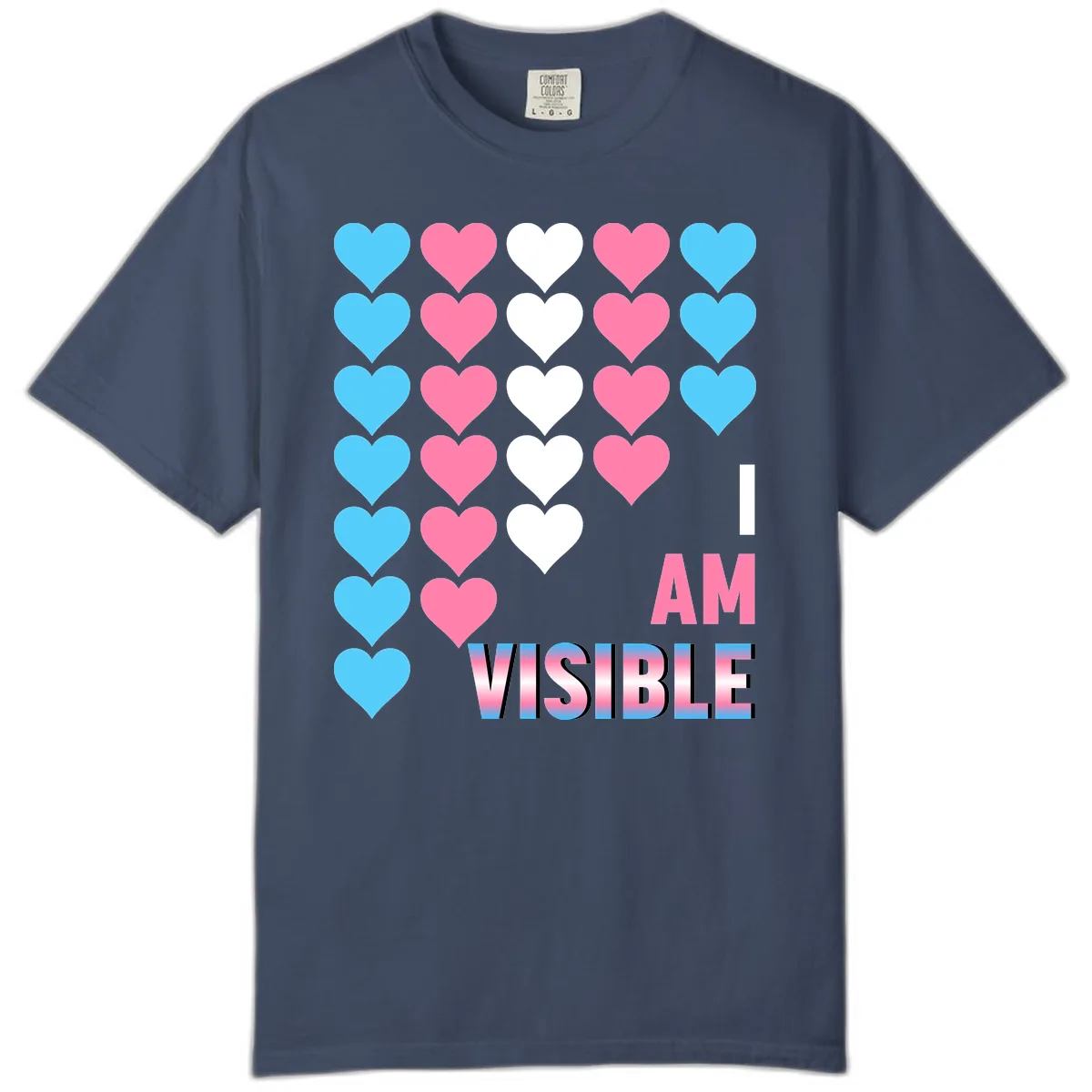 I Am Visible Pride Hearts Comfort Color in Midnight