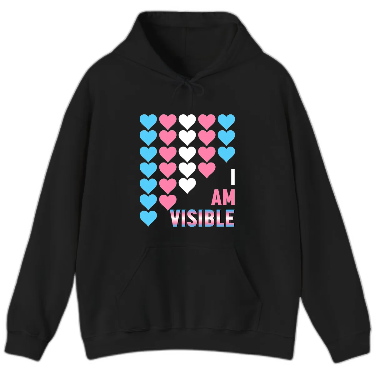 I Am Visible Pride Hearts Hoodie in Black