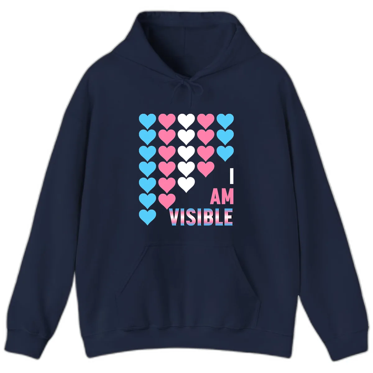 I Am Visible Pride Hearts Hoodie in Navy
