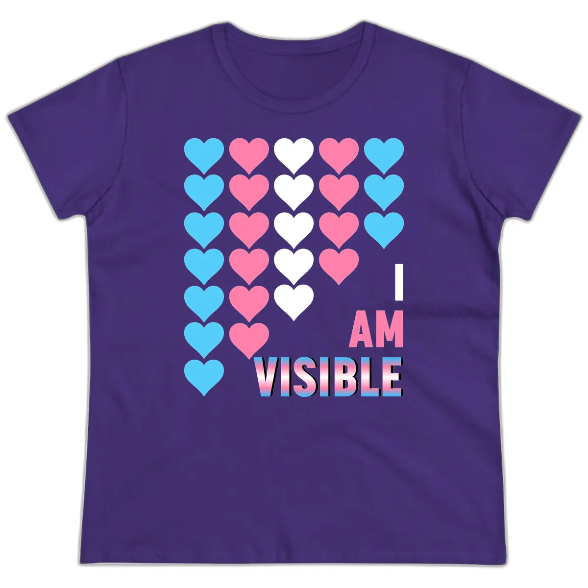 I Am Visible Pride Hearts Ladies Tee in Purple