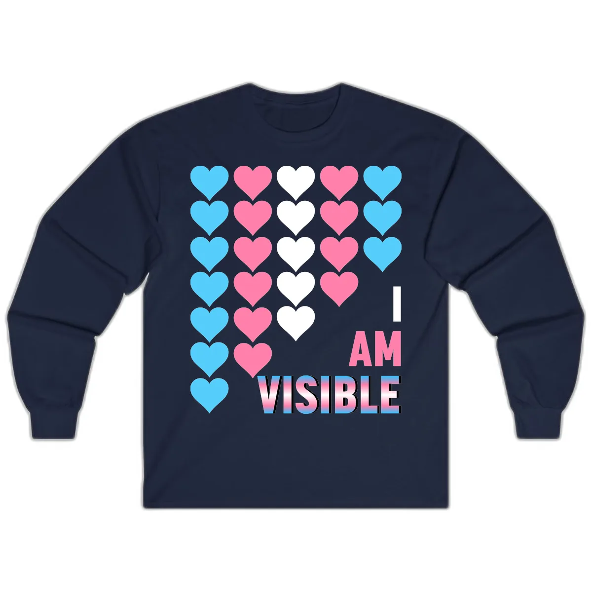 I Am Visible Pride Hearts Long Sleeve in Navy