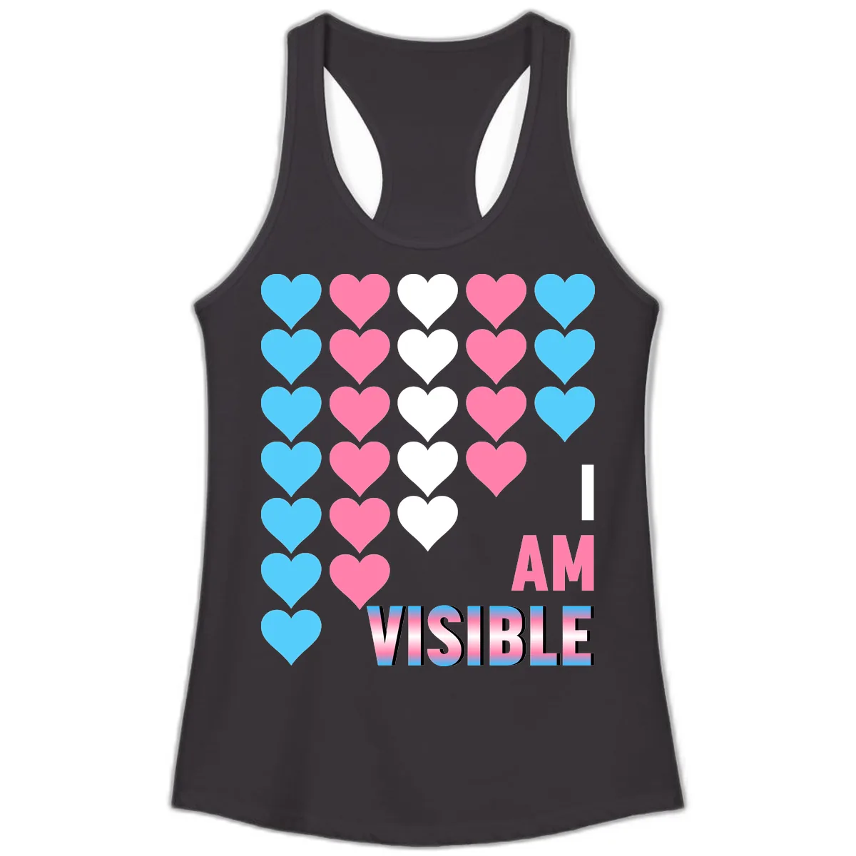 I Am Visible Pride Hearts Ladies Tank in Black