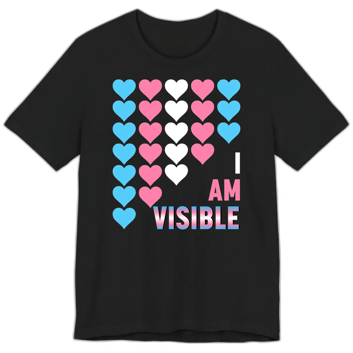 I Am Visible Pride Hearts Premium T-Shirt in Black