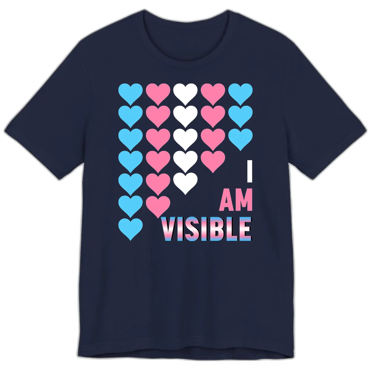 I Am Visible Pride Hearts Premium T-Shirt in Navy