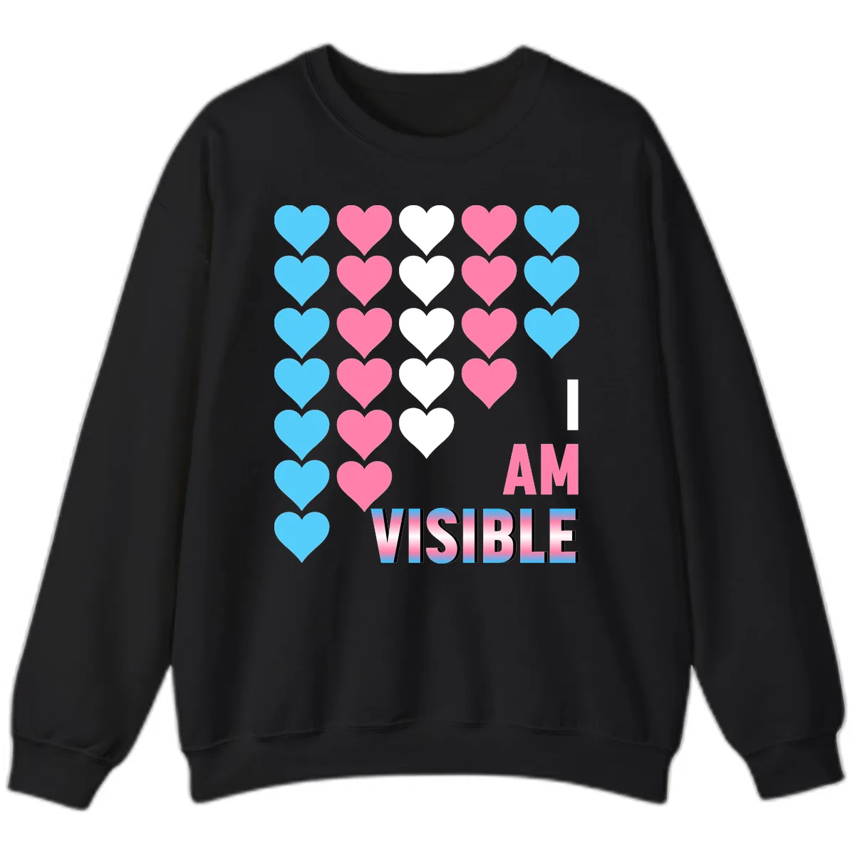 I Am Visible Pride Hearts Sweatshirt in Black