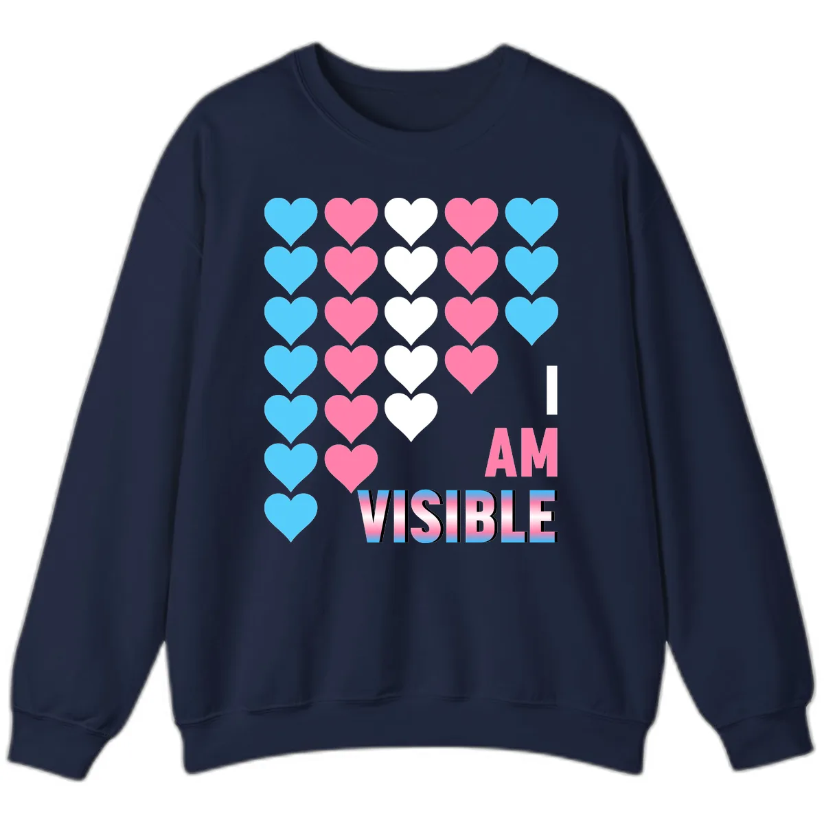 I Am Visible Pride Hearts Sweatshirt in Navy