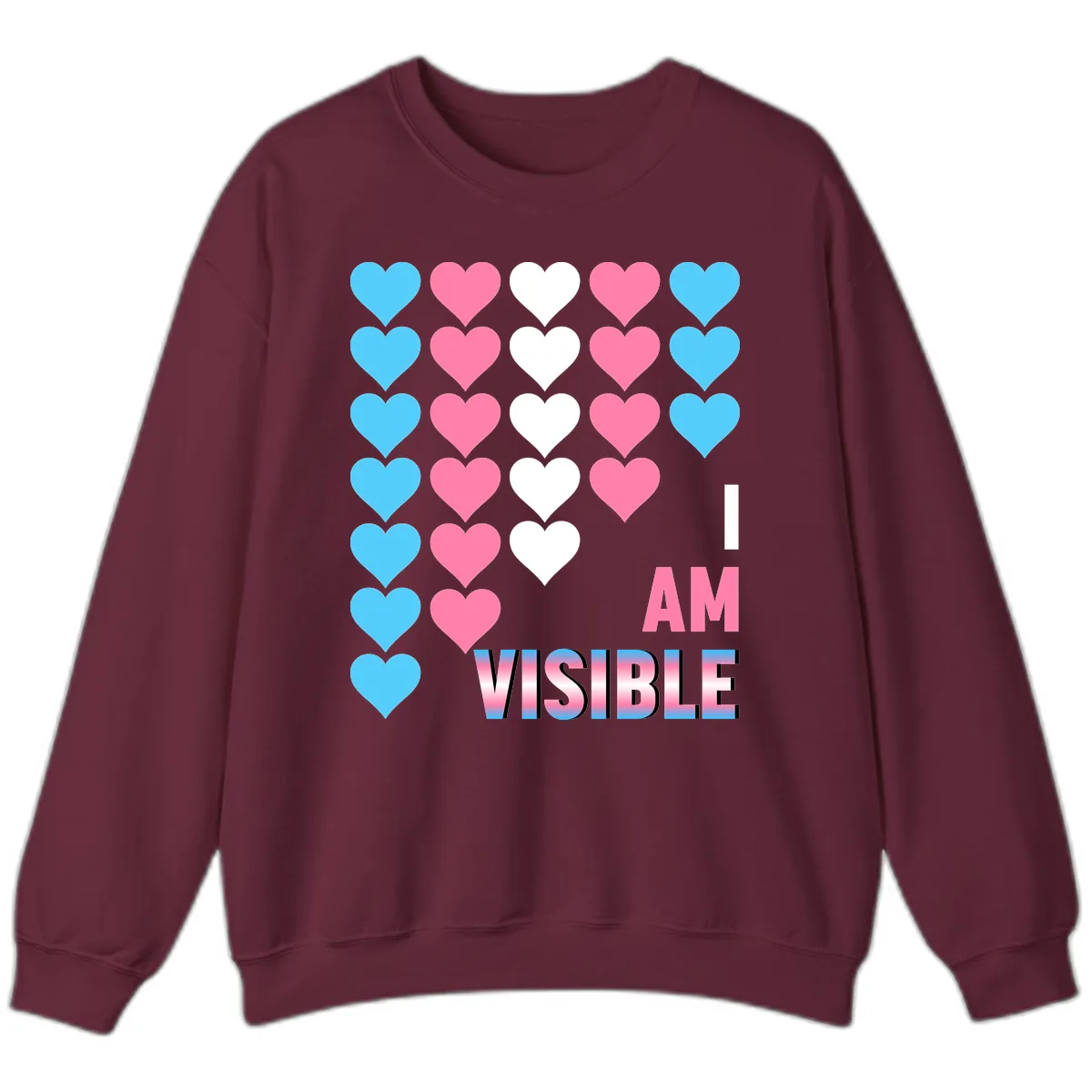 I Am Visible Pride Hearts Sweatshirt in Maroon