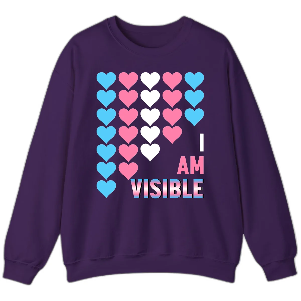 I Am Visible Pride Hearts Sweatshirt in Purple