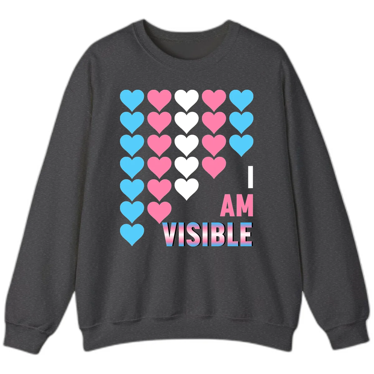I Am Visible Pride Hearts Sweatshirt in Dark Heather
