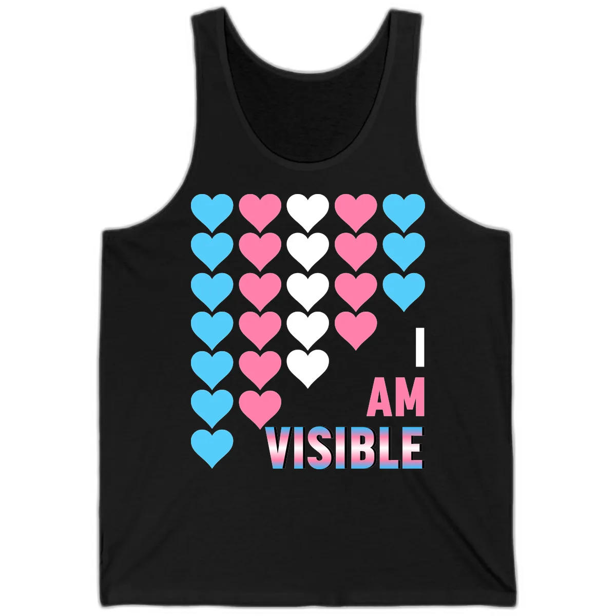 I Am Visible Pride Hearts Tank in Black