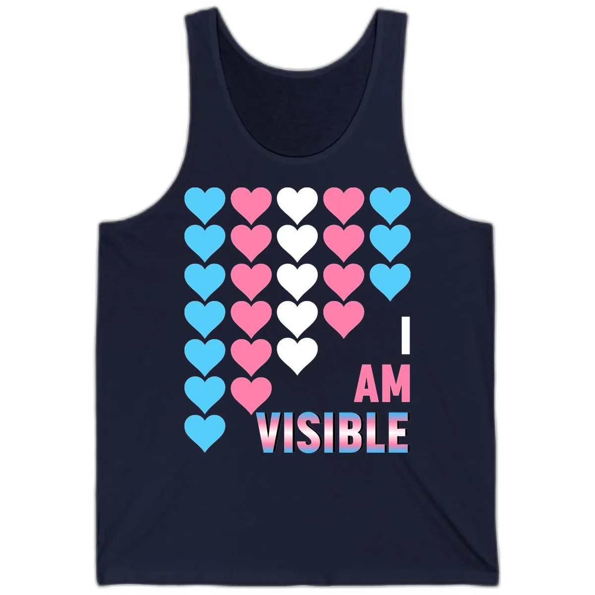 I Am Visible Pride Hearts Tank in Navy