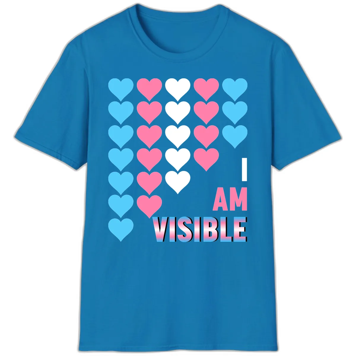 I Am Visible Pride Hearts T-Shirt in Sapphire
