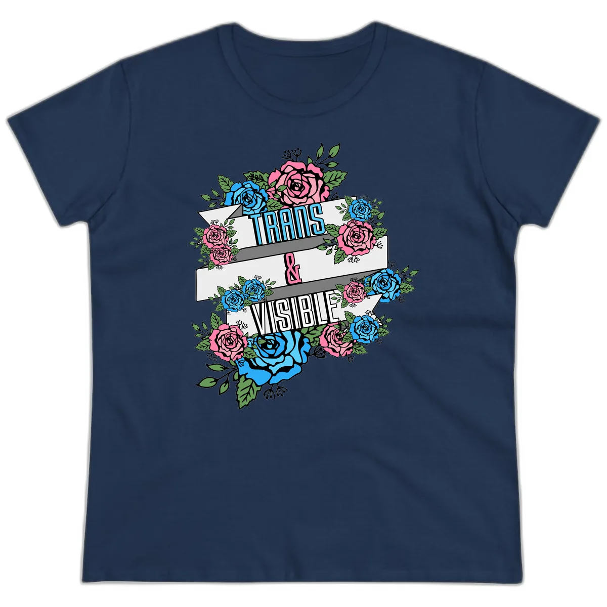 Trains & Visible Ladies Tee in Navy