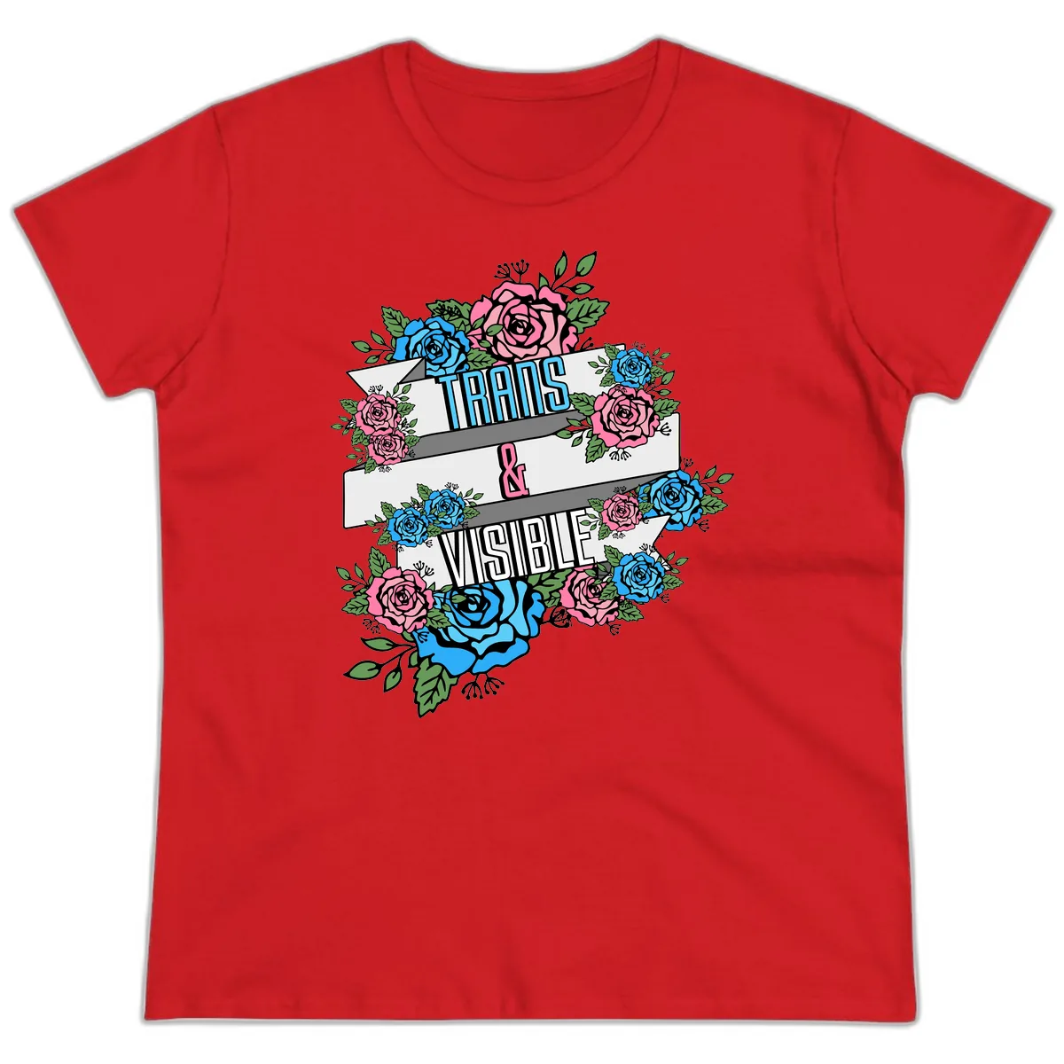 Trains & Visible Ladies Tee in Red