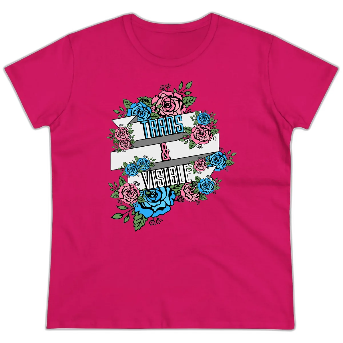 Trains & Visible Ladies Tee in Heliconia