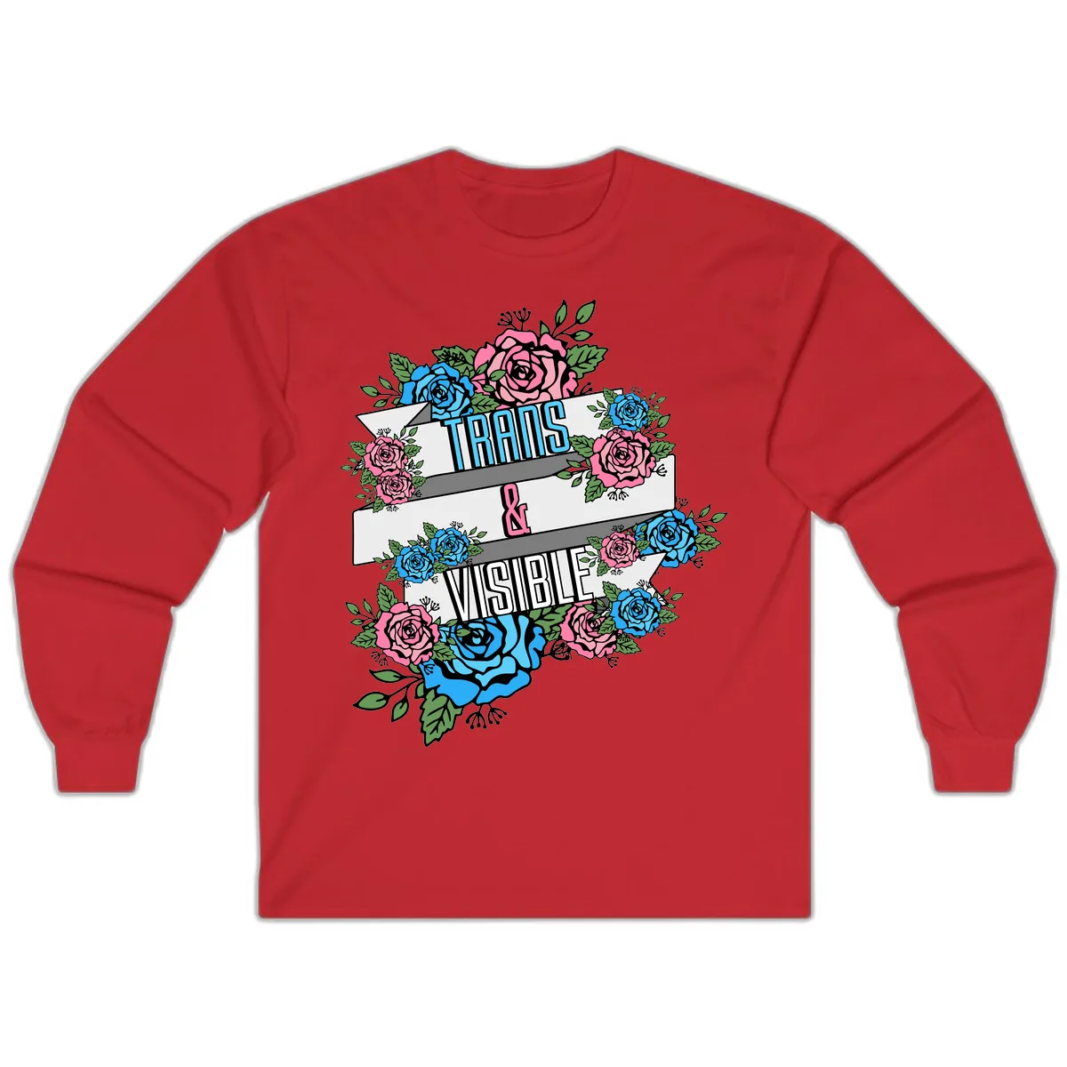 Trains & Visible Long Sleeve in Red