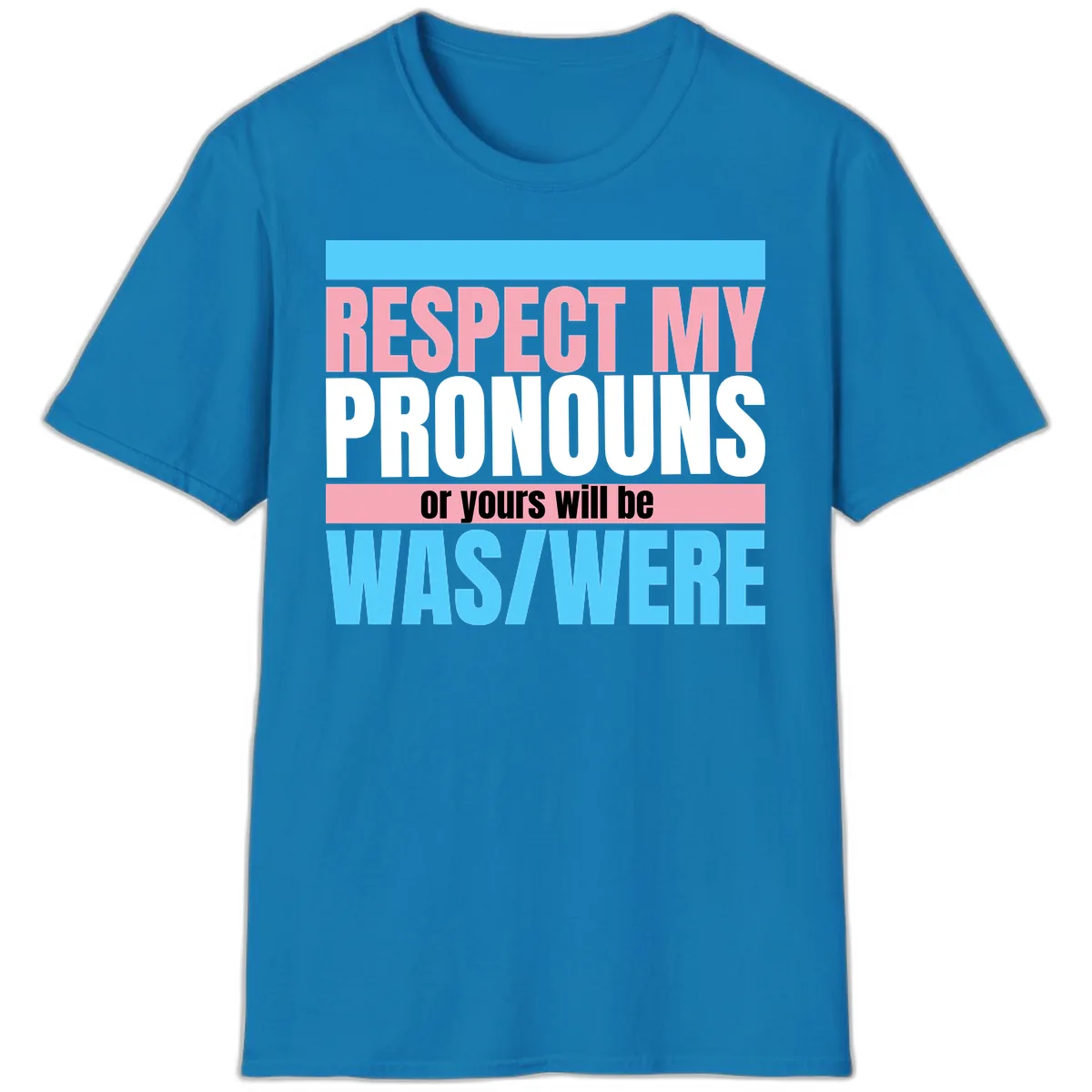 Respect My Pronouns or Yours Will Be Washed T-Shirt in Sapphire