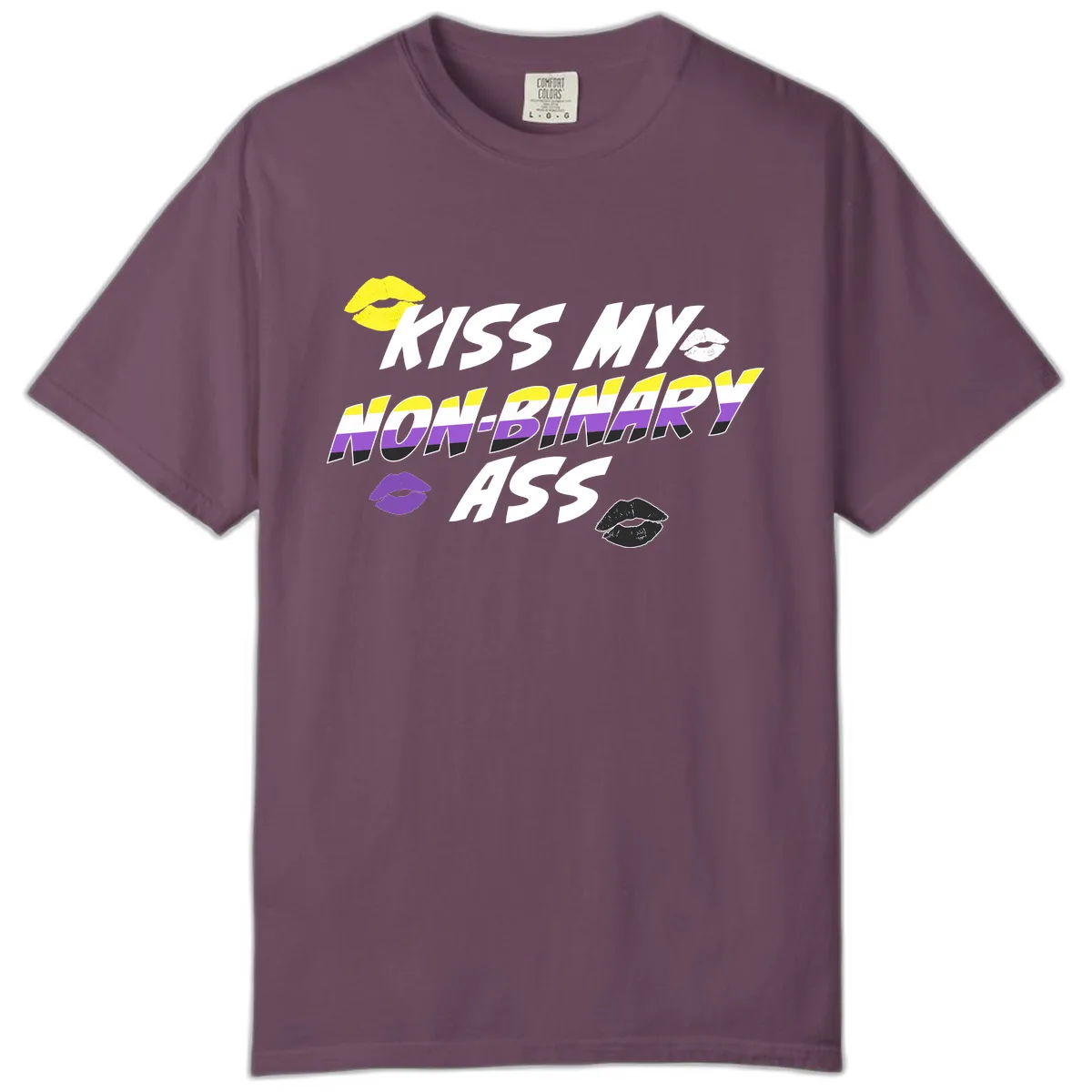 Kiss My Non-Binary Ass Comfort Color in Berry