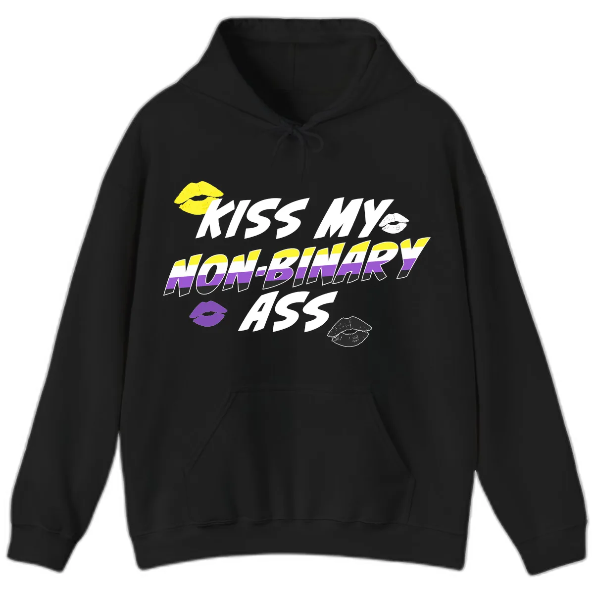 Kiss My Non-Binary Ass Hoodie in Black