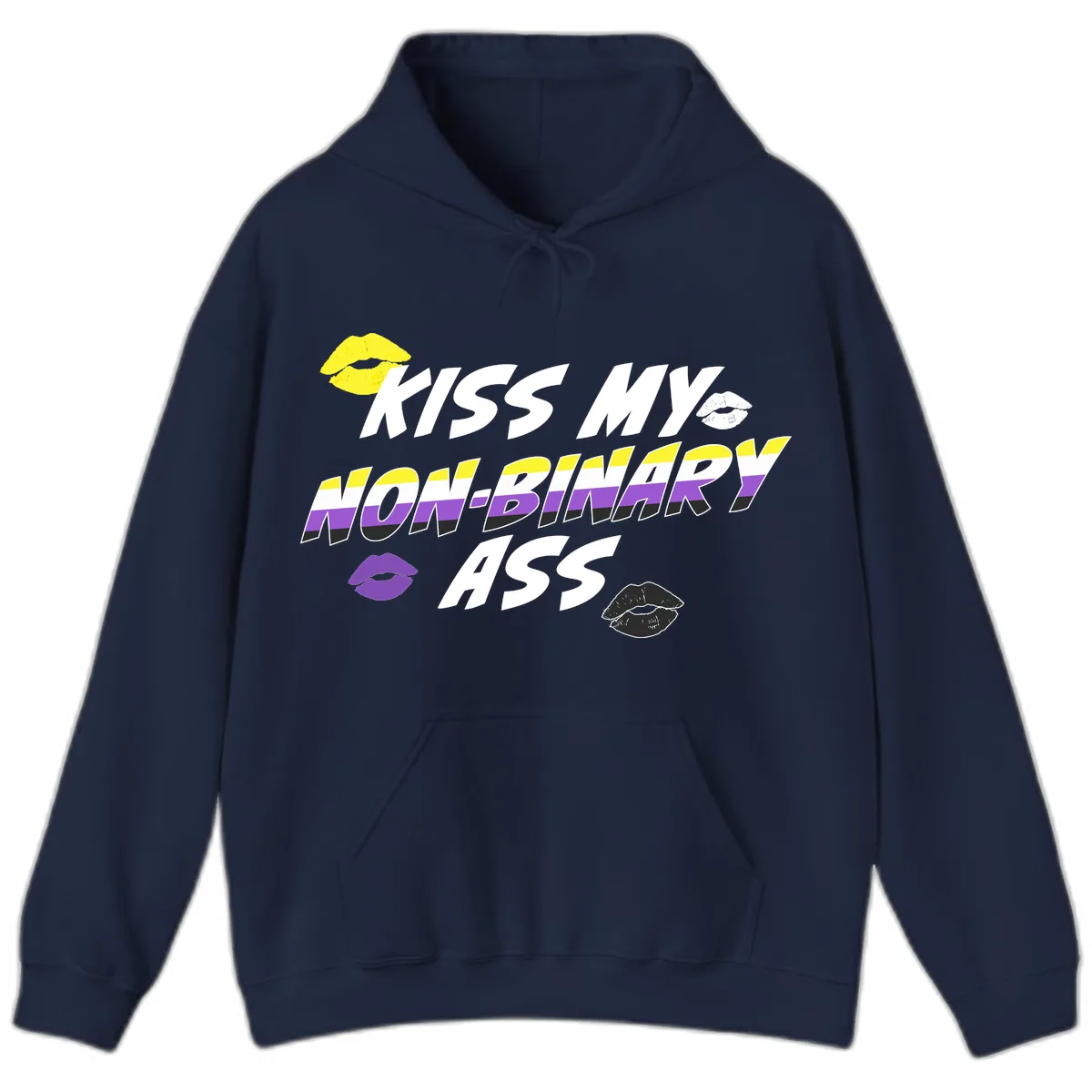 Kiss My Non-Binary Ass Hoodie in Navy