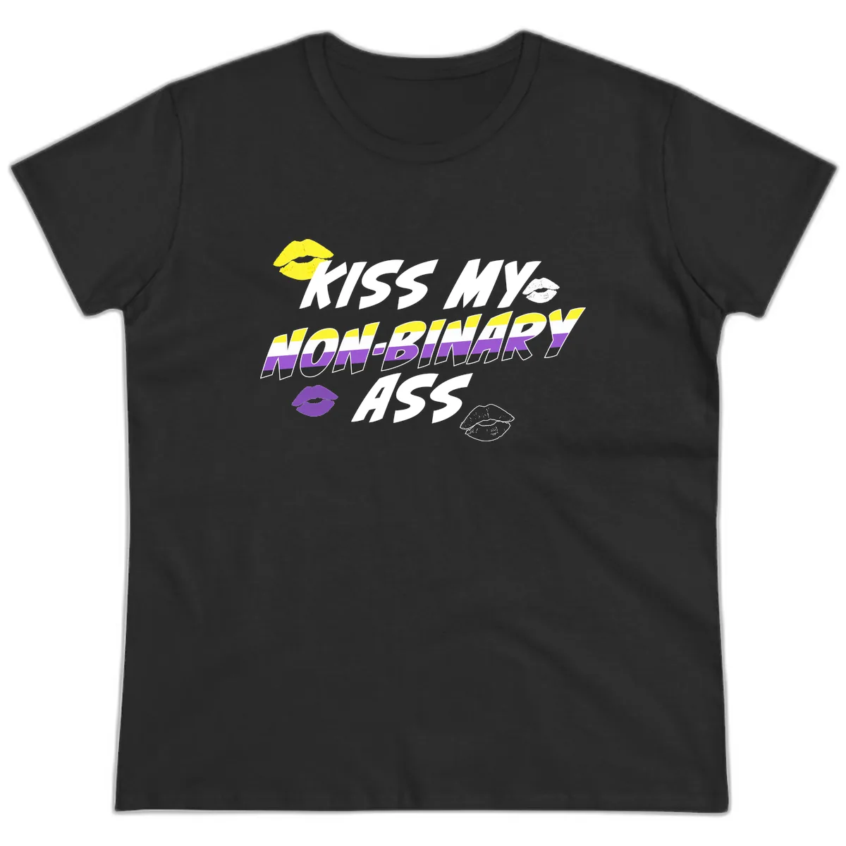 Kiss My Non-Binary Ass Ladies Tee in Black