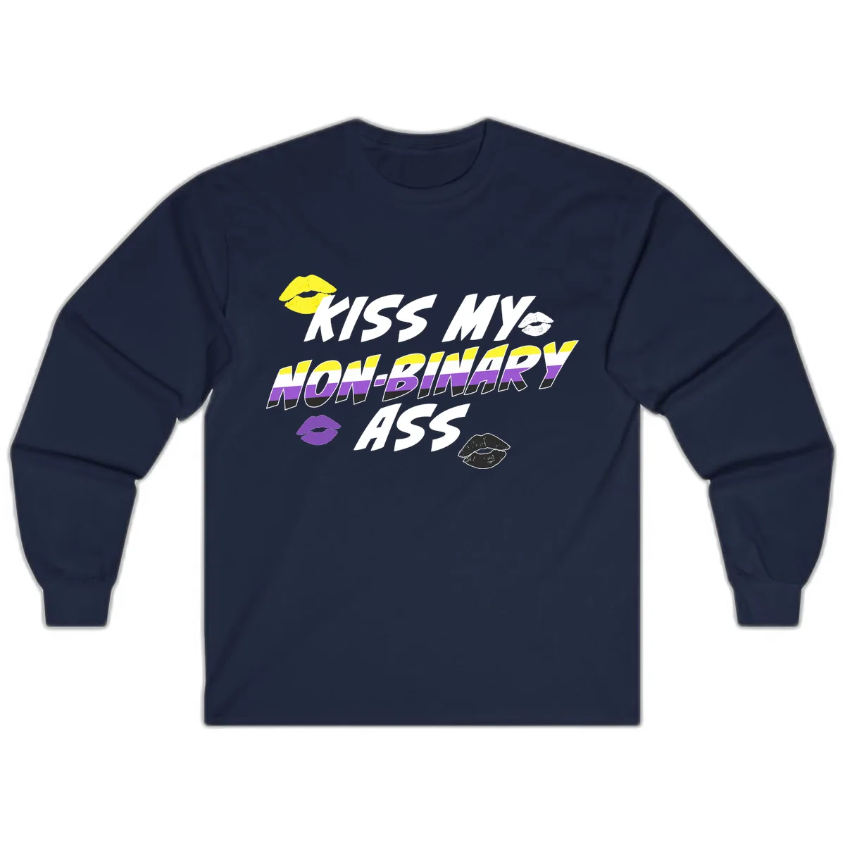 Kiss My Non-Binary Ass Long Sleeve in Navy