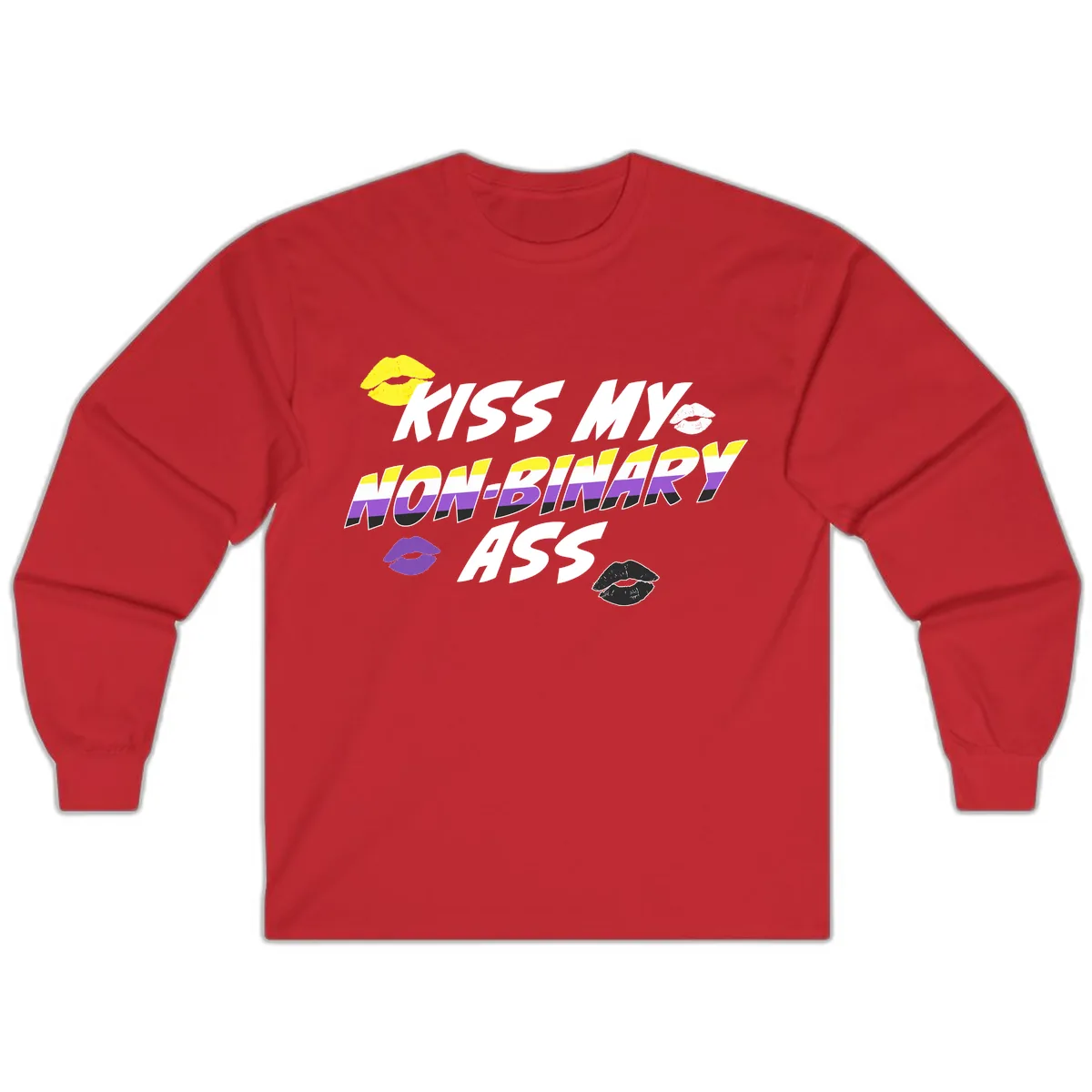 Kiss My Non-Binary Ass Long Sleeve in Red