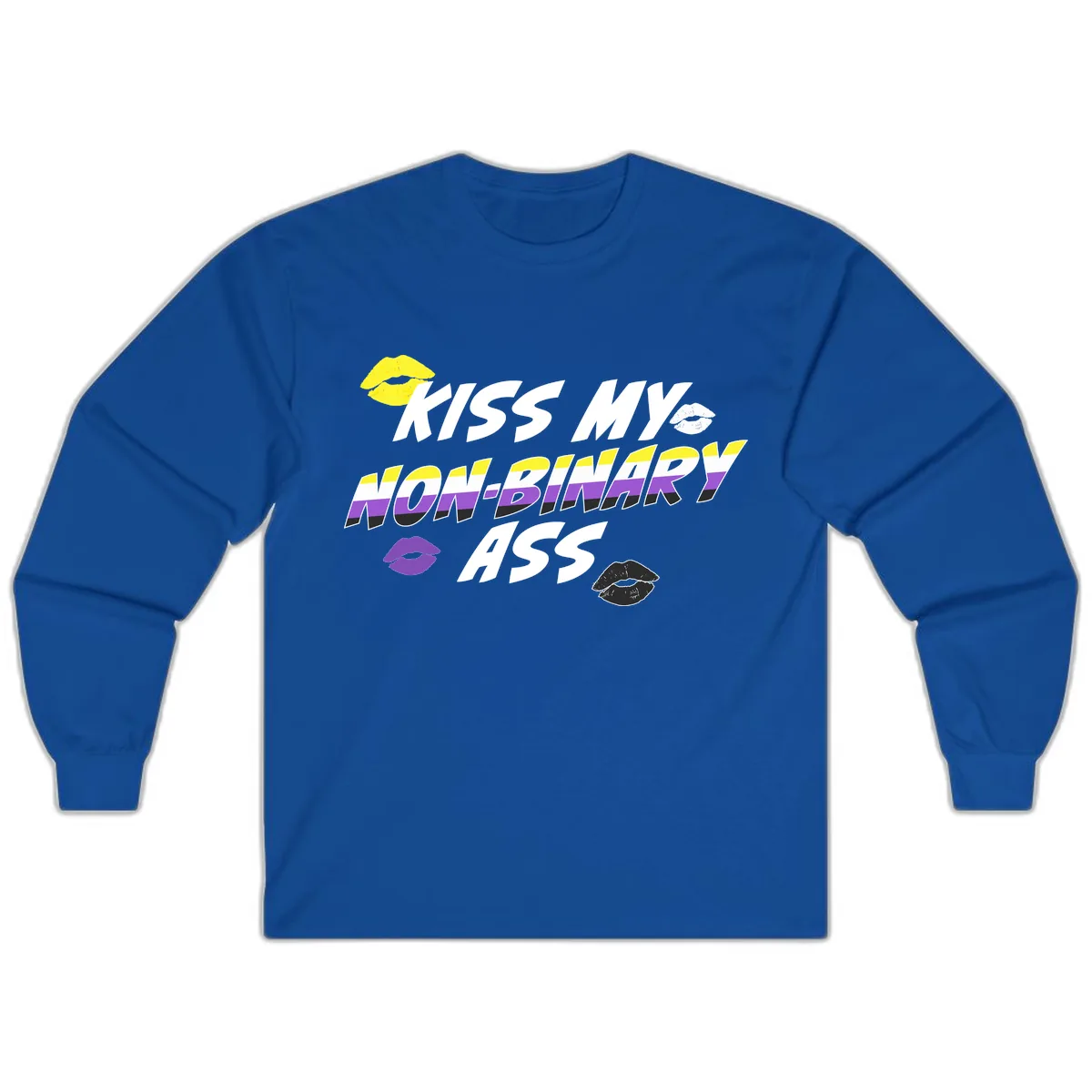 Kiss My Non-Binary Ass Long Sleeve in Royal