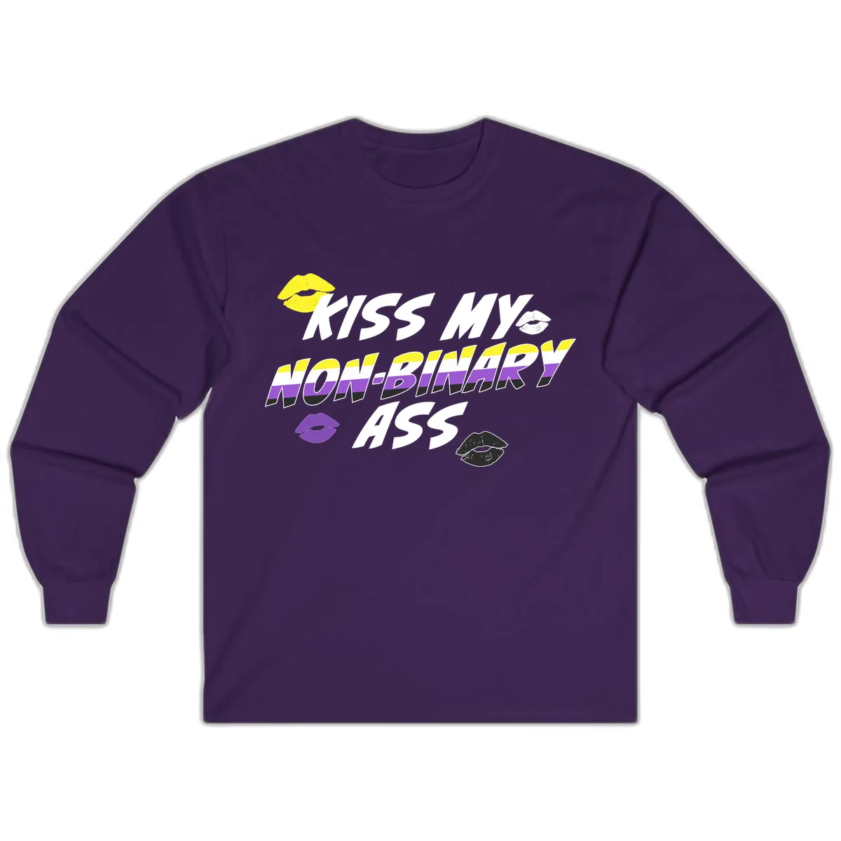Kiss My Non-Binary Ass Long Sleeve in Purple