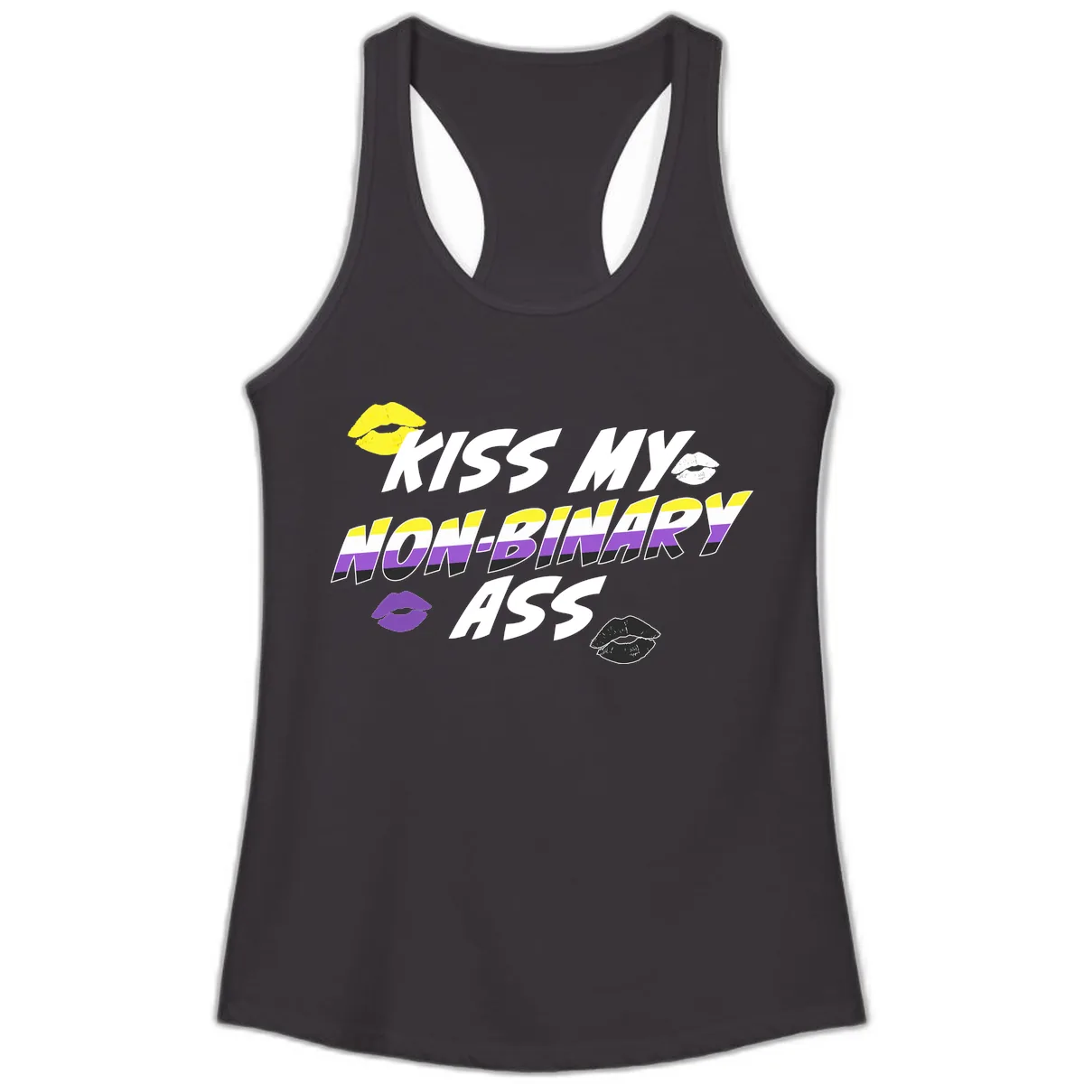 Kiss My Non-Binary Ass Ladies Tank in Black
