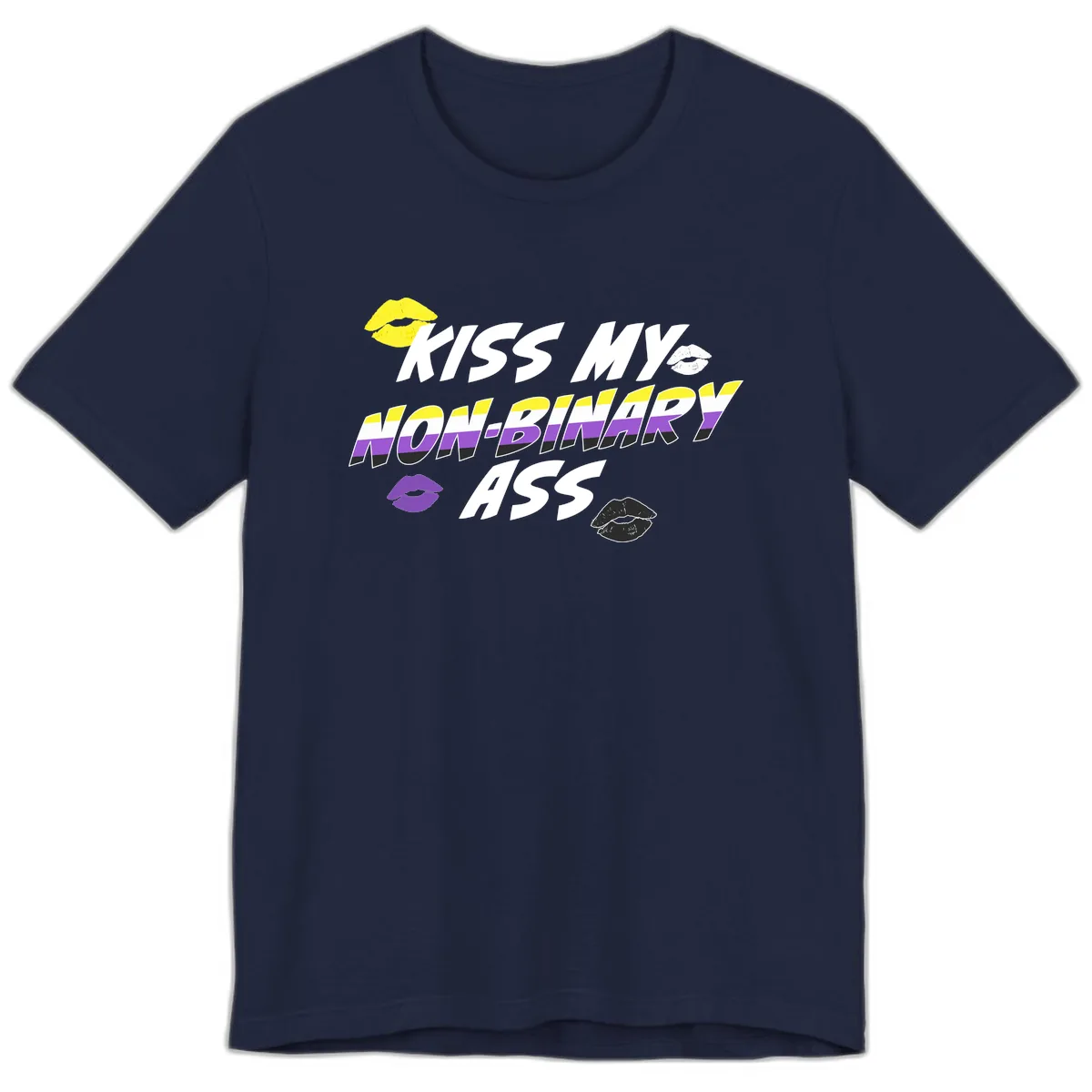 Kiss My Non-Binary Ass Premium T-Shirt in Navy