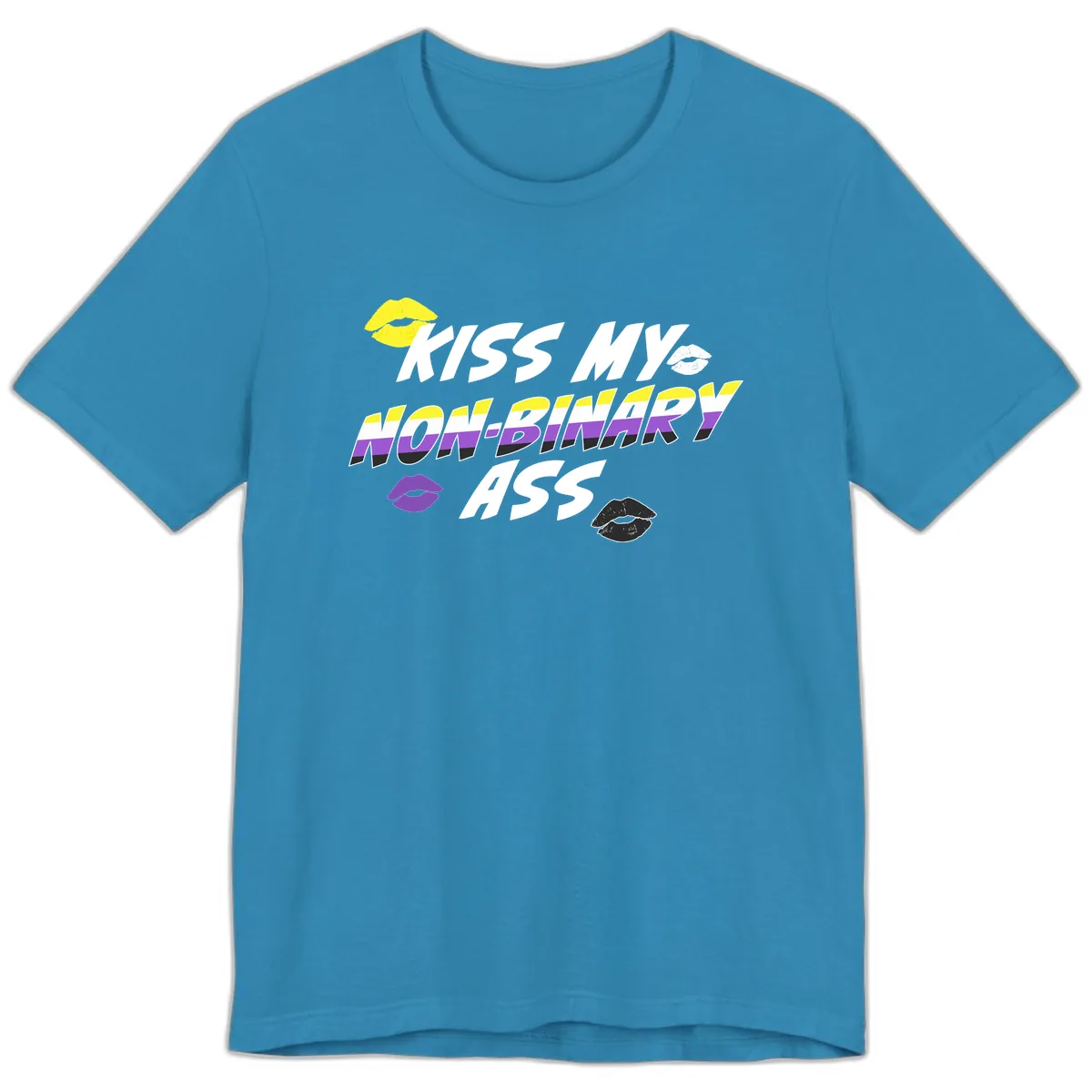 Kiss My Non-Binary Ass Premium T-Shirt in Aqua