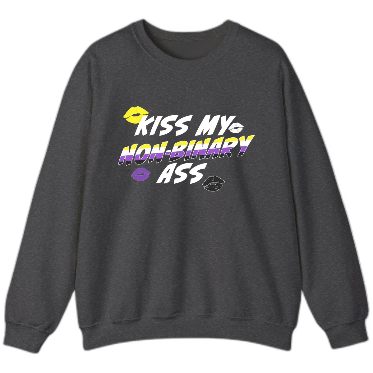 Kiss My Non-Binary Ass Sweatshirt in Dark Heather