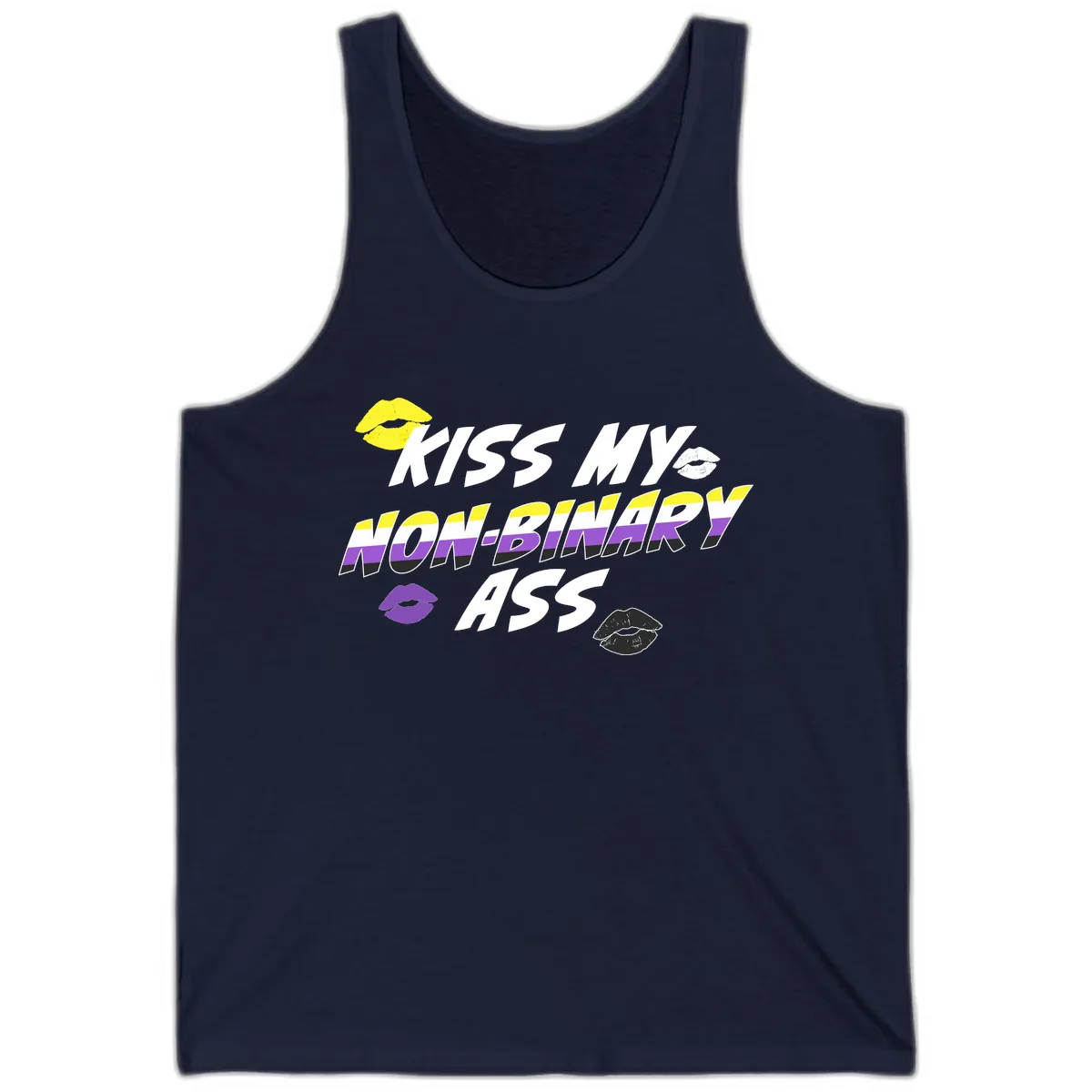 Kiss My Non-Binary Ass Tank in Navy