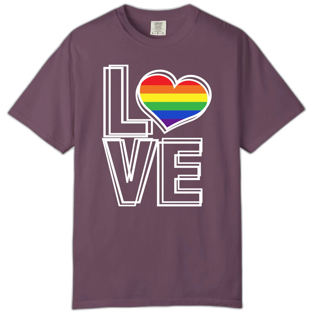 Love Is Love Rainbow Heart Comfort Color in Berry