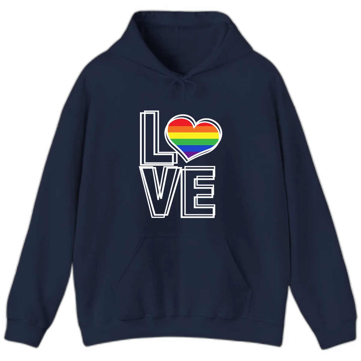 Love Is Love Rainbow Heart Hoodie in Navy