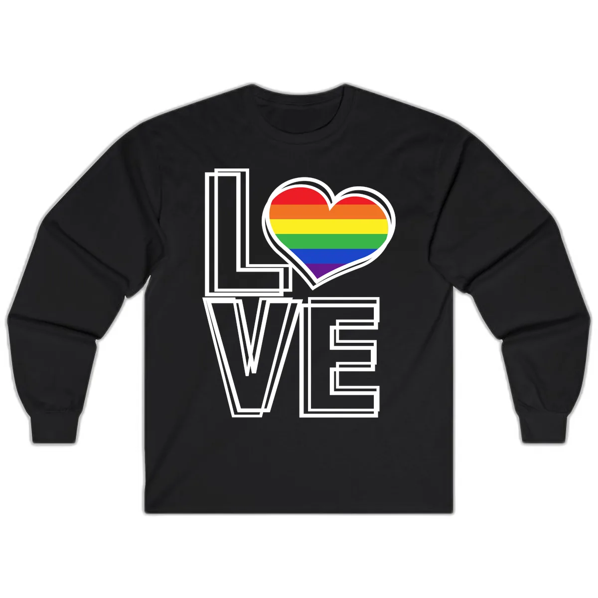 Love Is Love Rainbow Heart Long Sleeve in Black