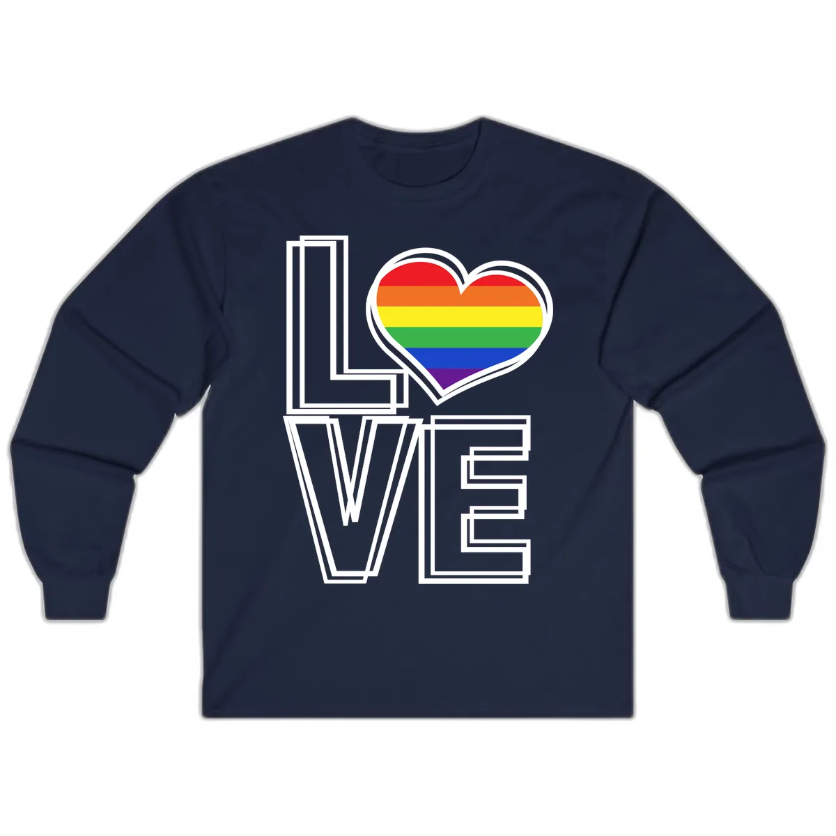Love Is Love Rainbow Heart Long Sleeve in Navy
