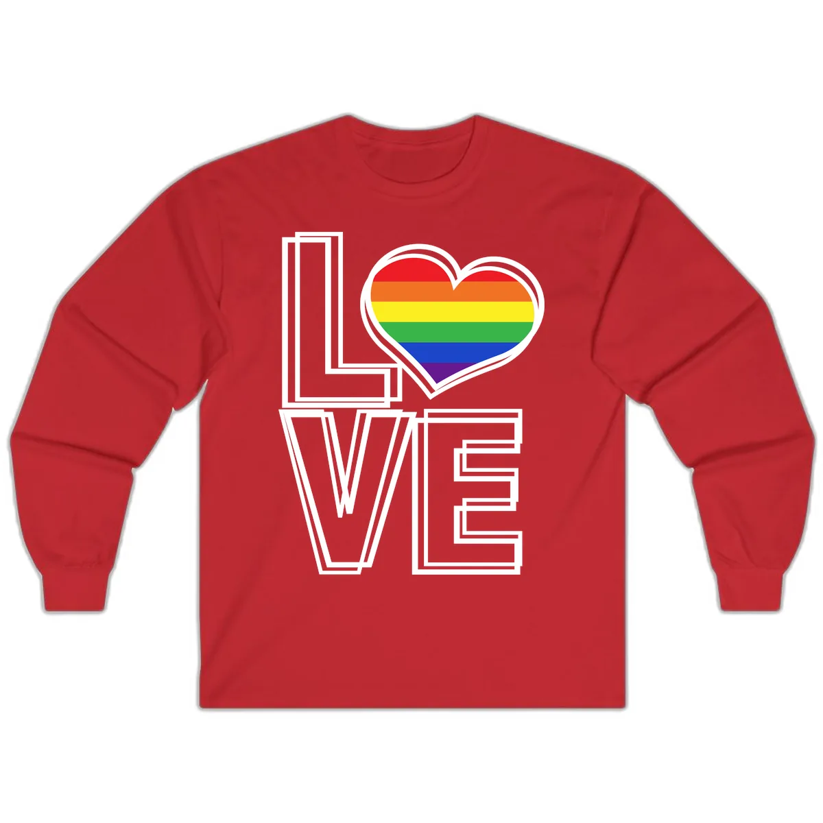 Love Is Love Rainbow Heart Long Sleeve in Red