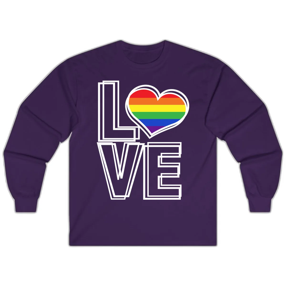 Love Is Love Rainbow Heart Long Sleeve in Purple