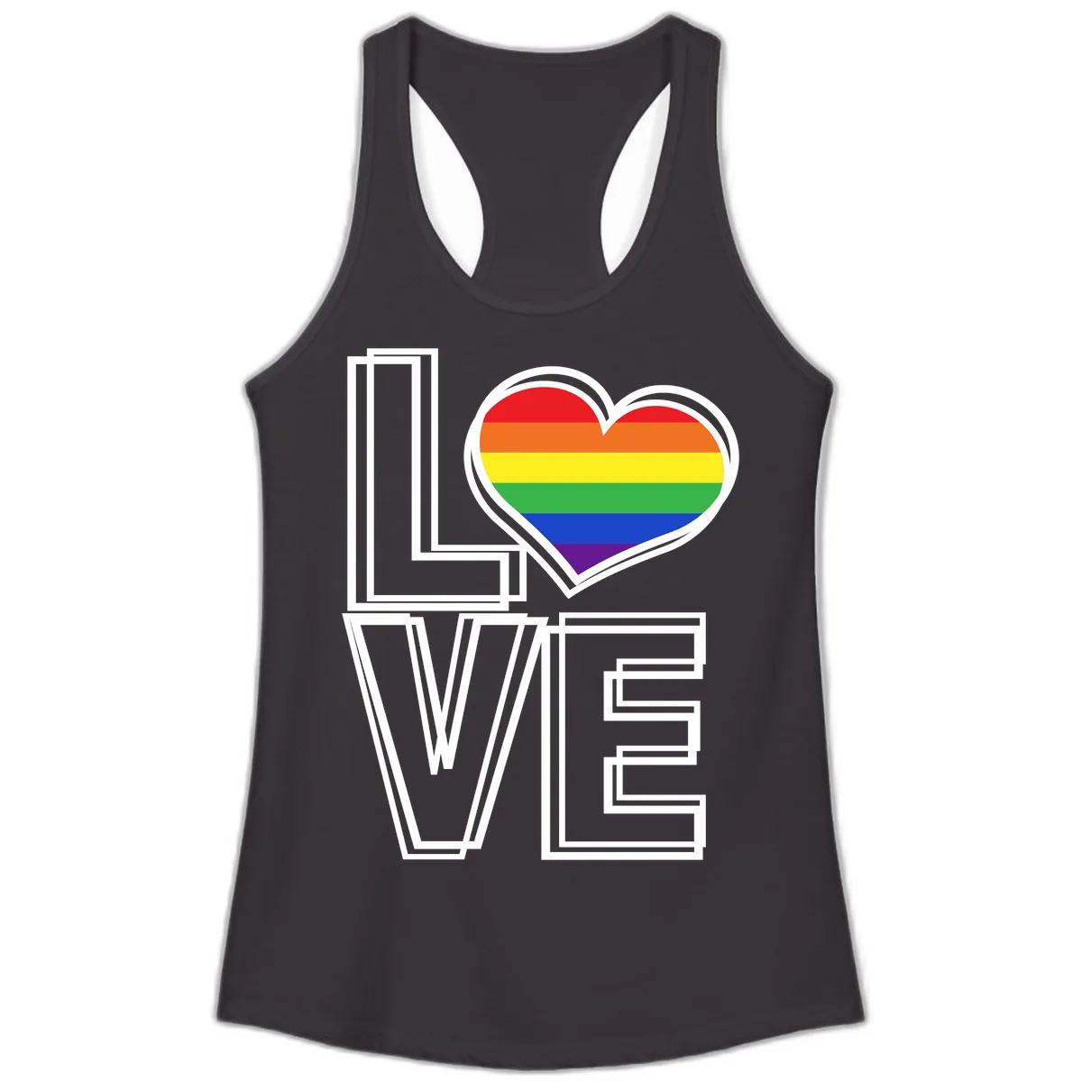 Love Is Love Rainbow Heart Ladies Tank in Black