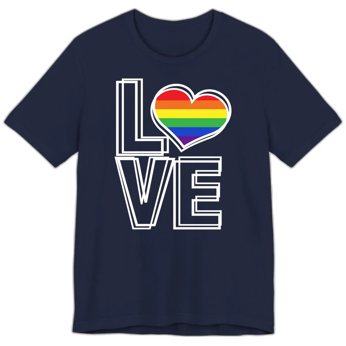 Love Is Love Rainbow Heart Premium T-Shirt in Navy