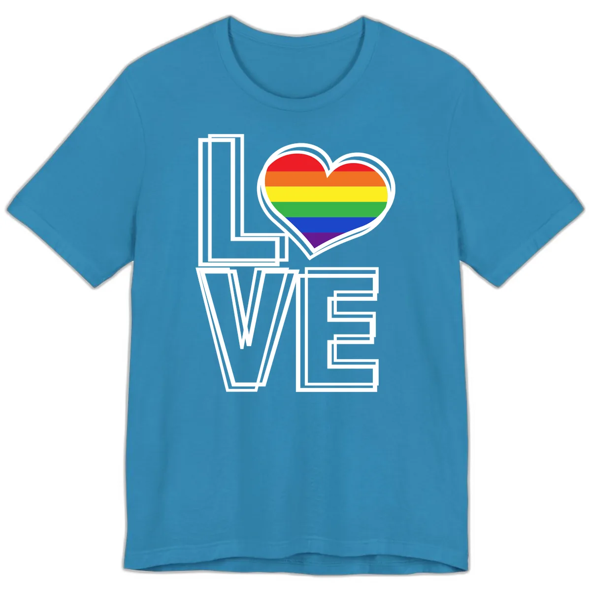 Love Is Love Rainbow Heart Premium T-Shirt in Aqua