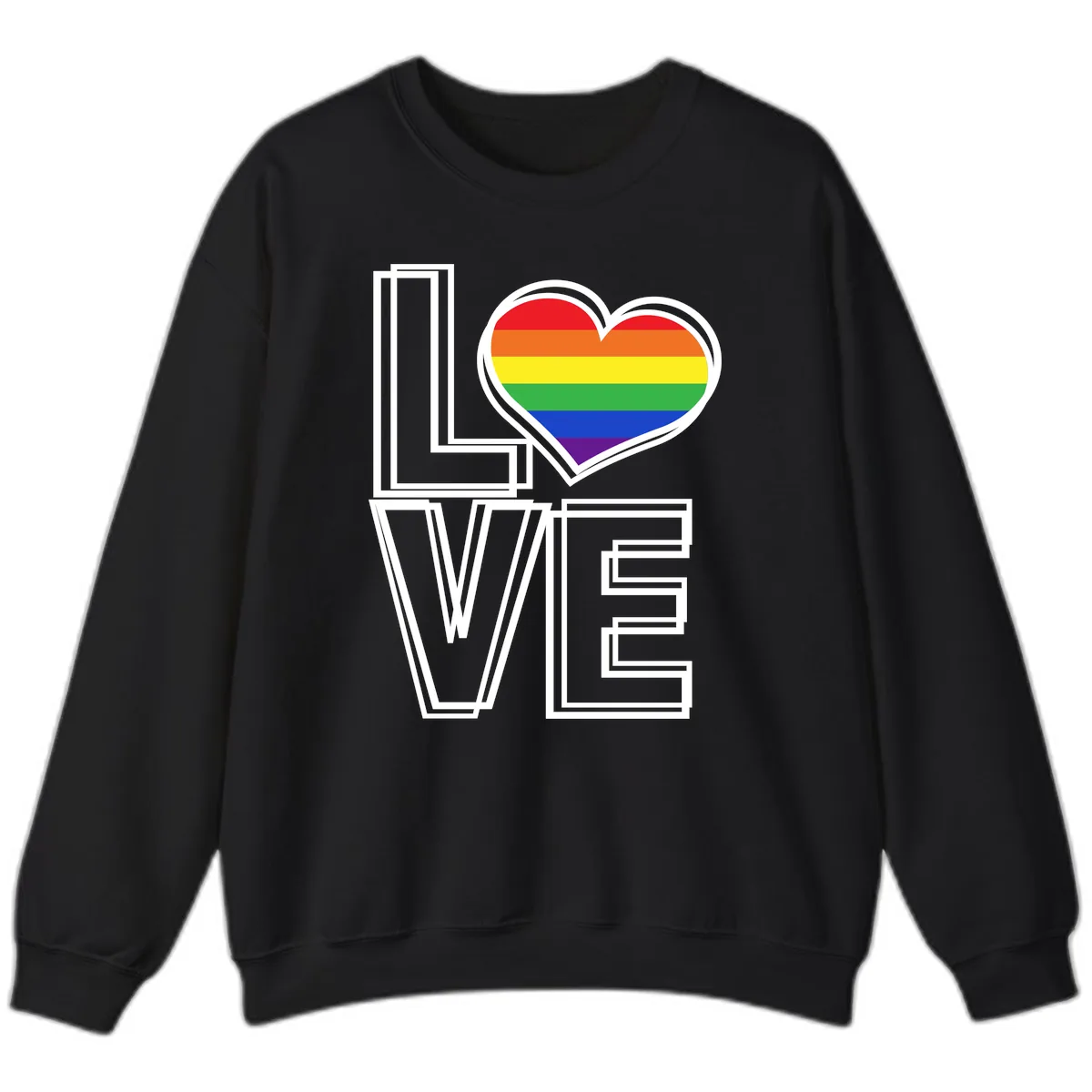 Love Is Love Rainbow Heart Sweatshirt in Black