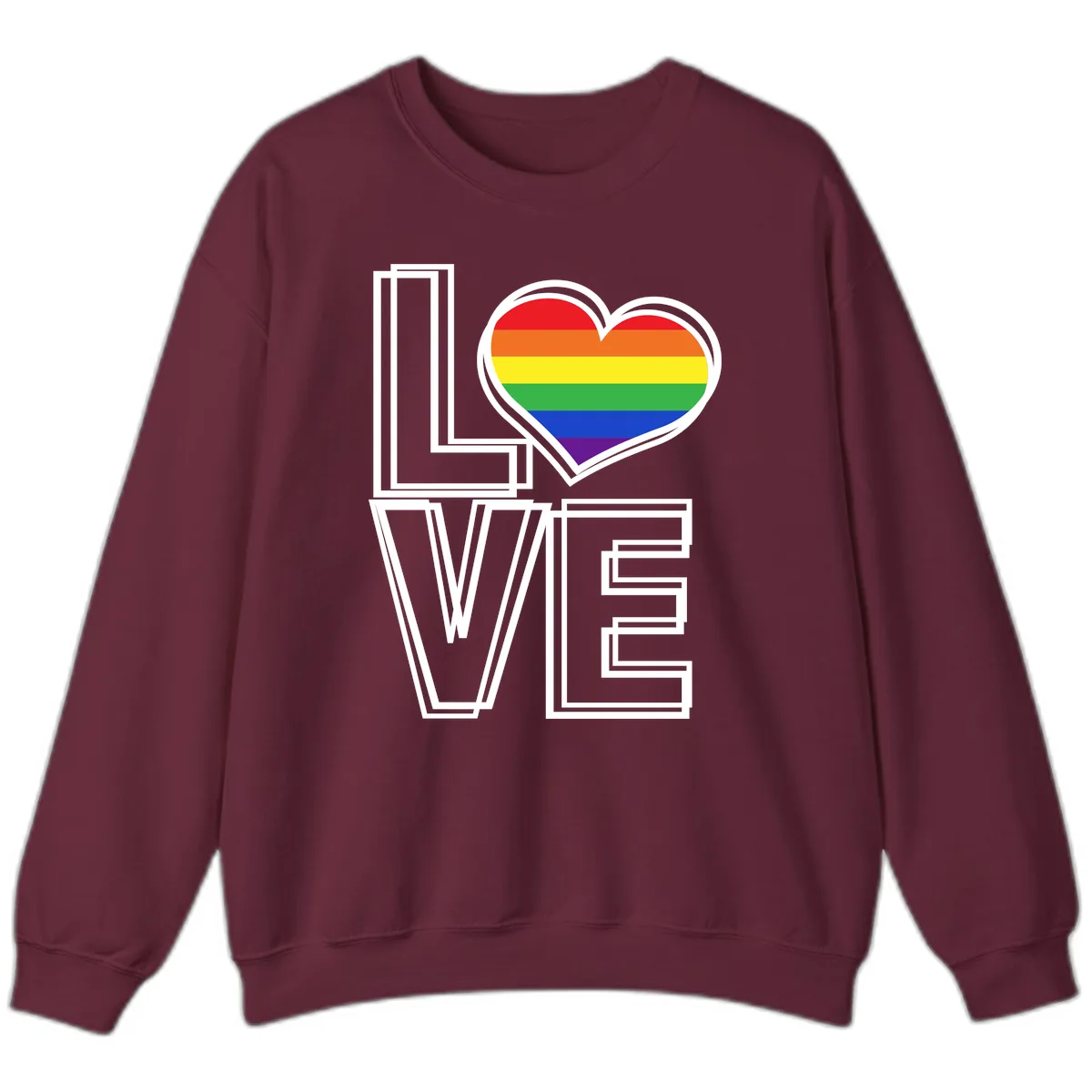 Love Is Love Rainbow Heart Sweatshirt in Maroon